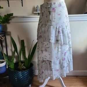 Shein Tiered Floral Midi/Maxi Skirt Size 1XL